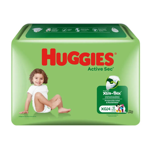 Huggies Active Sec Talla XG 12 Un