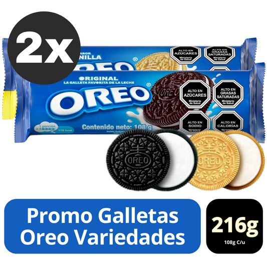 Promo 2X Galletas Oreo Variedades 216 g