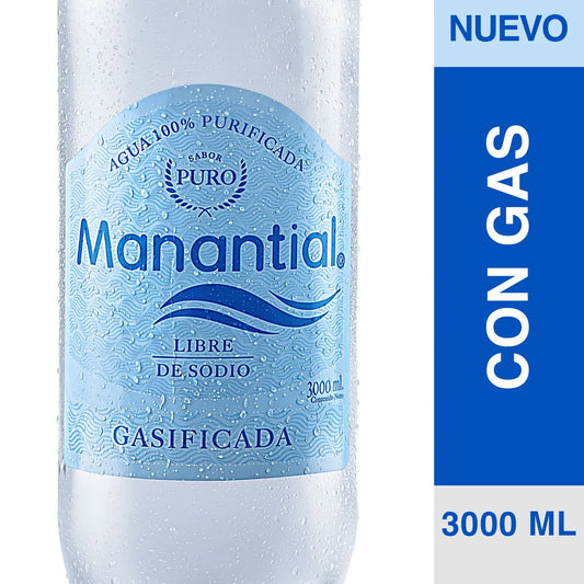 AGUA MANANTIAL CON GAS 3 LT