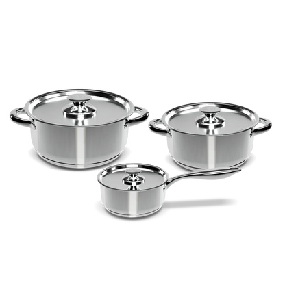 Batería de Cocina 6 Piezas Acero Inoxidable 410-6SS