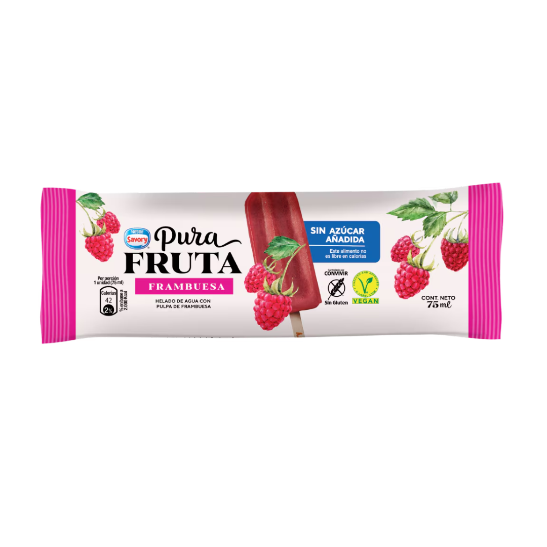 Helado Frambuesa Pura Fruta Savory 75ml