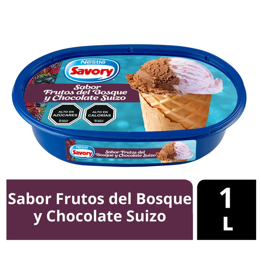 Helado Frutos del Bosque y Chocolate Suizo Savory 1L