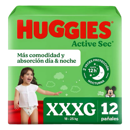 Huggies Active Sec Talla XXXG 12 Un