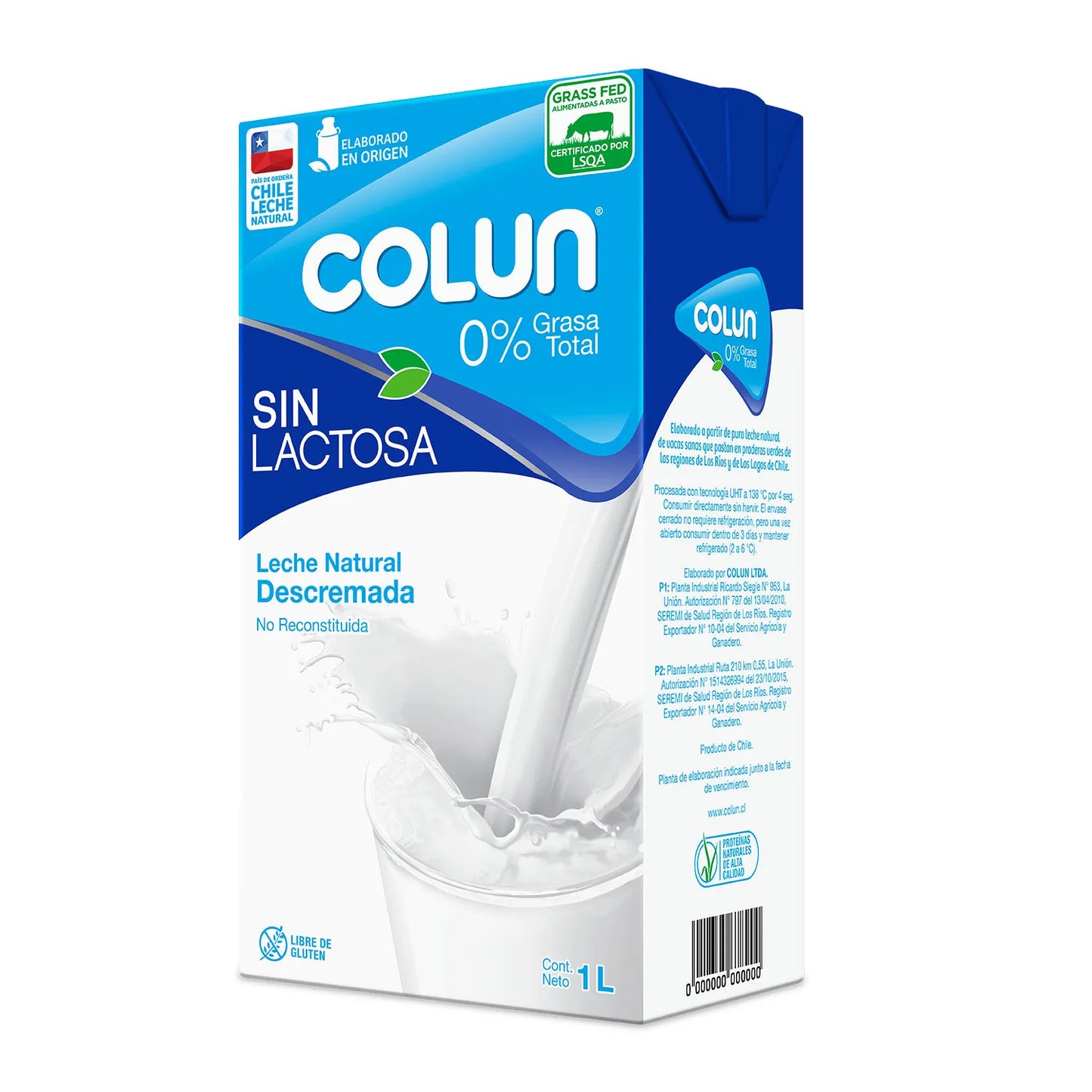 Leche Descremada Sin Lactosa Colun 1Lt