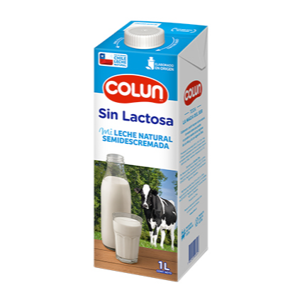 Leche Semi Descremada Sin Lactosa Colun 1L