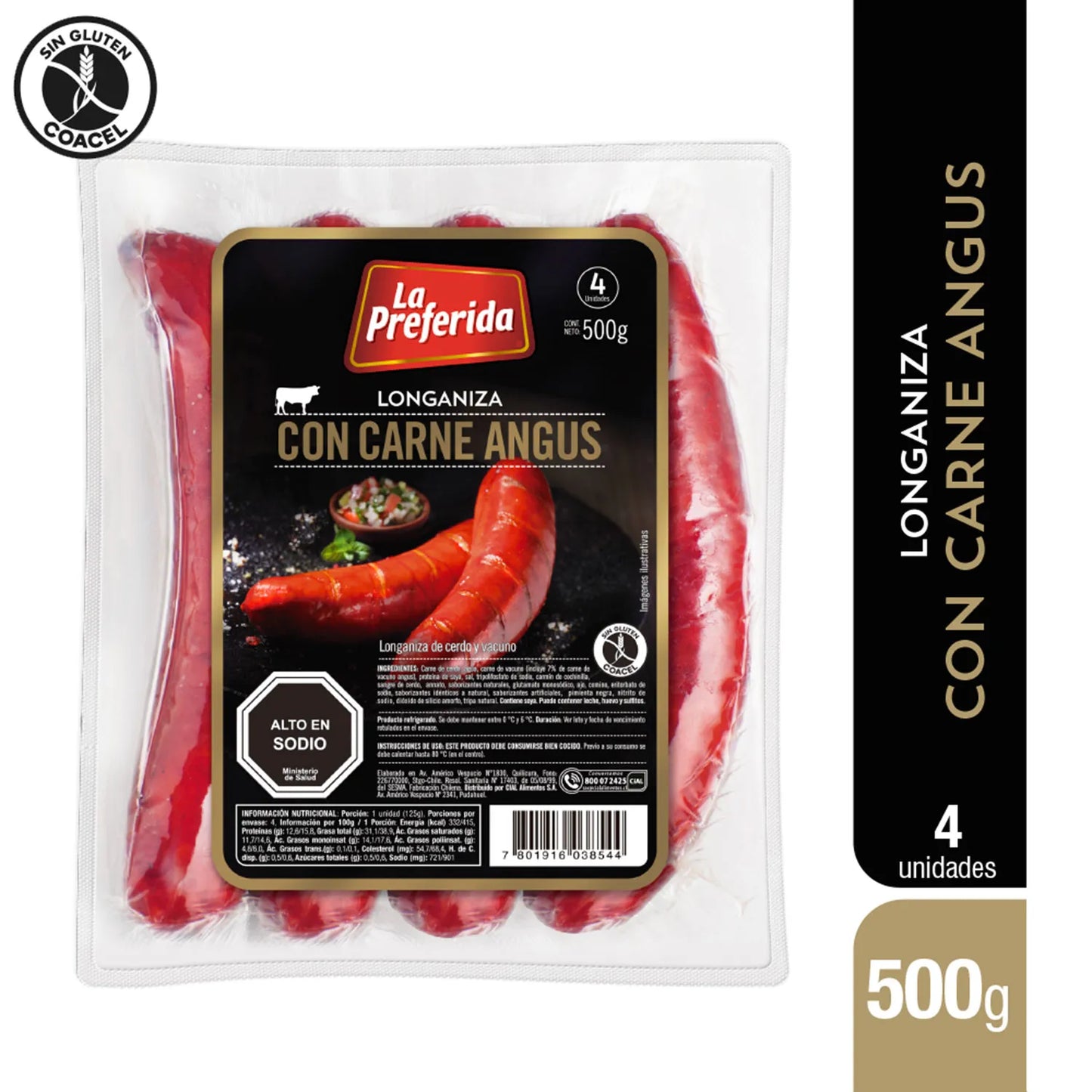 Longaniza con Carne Angus La Preferida 500g