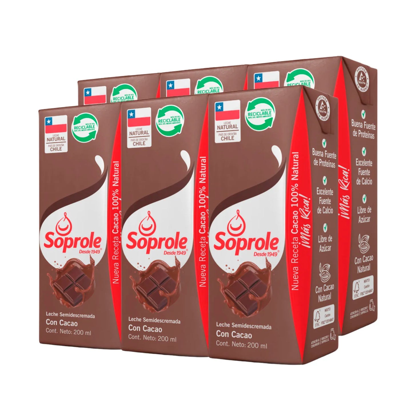 Leche Chocolate Soprole 200ml 6un