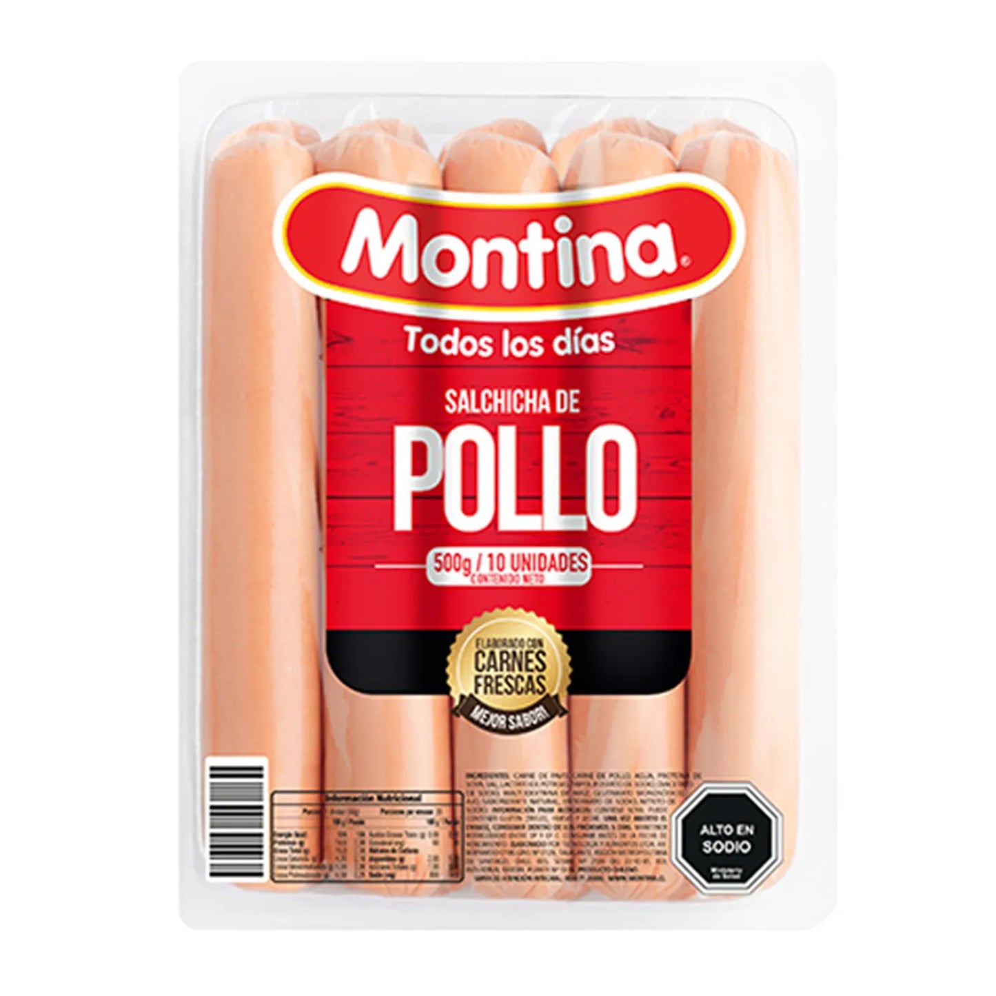 Salchichas De Pollo Montina 10un 500g