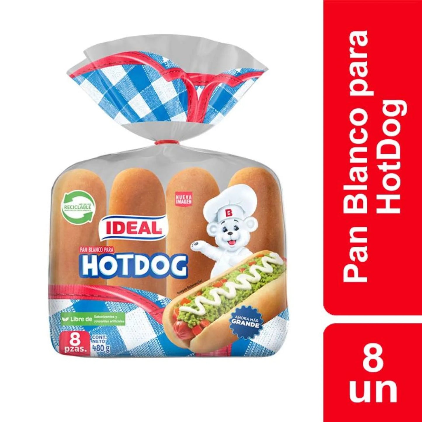 Pan Blanco para Hotdog Ideal 8 Un