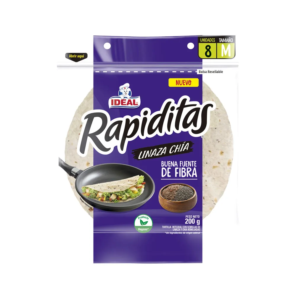 TORTILLAS LINAZA CHÍA RAPIDITAS 200 GR