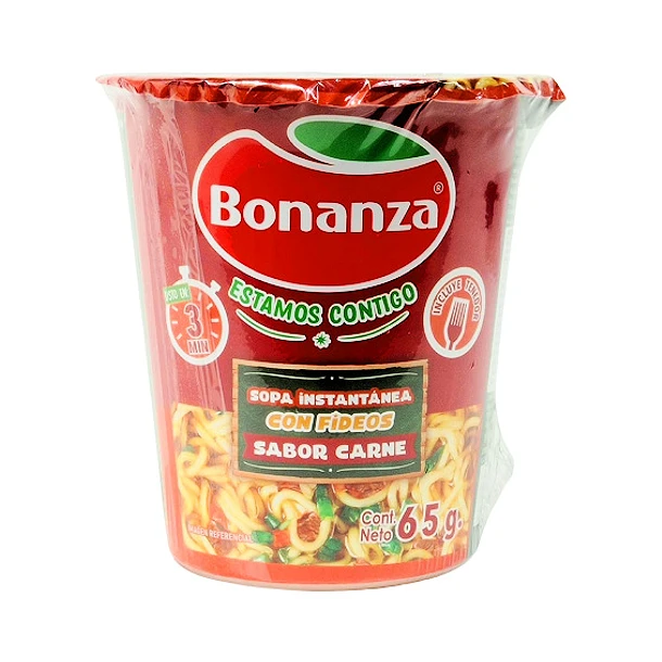 Vasito Fideos Bonanza Carne 65g