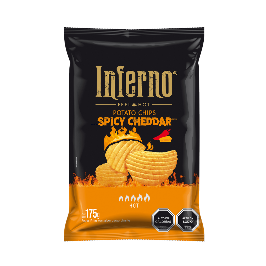 Papas Inferno Chips Chedar Hot 175g